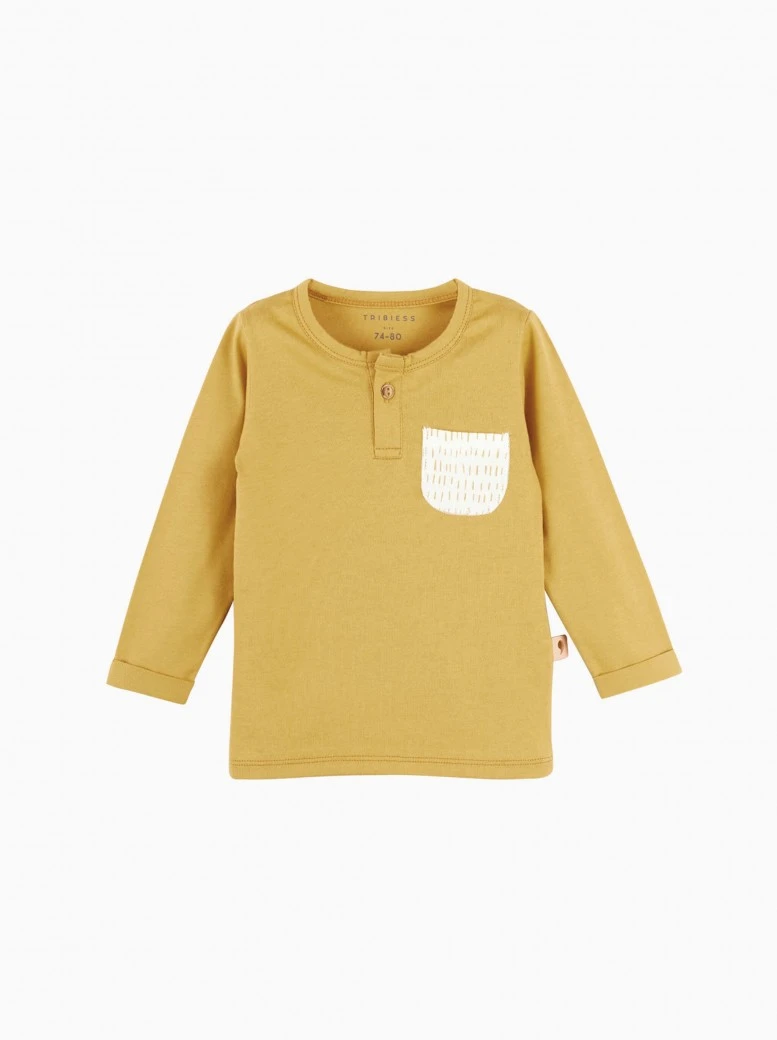 baby long sleeve Henley shirt · mustard