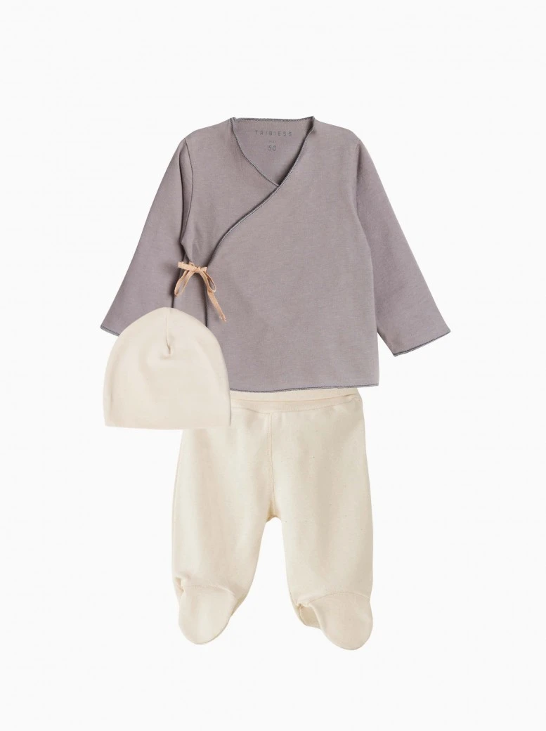 newborn first outfit · grey, unbleached