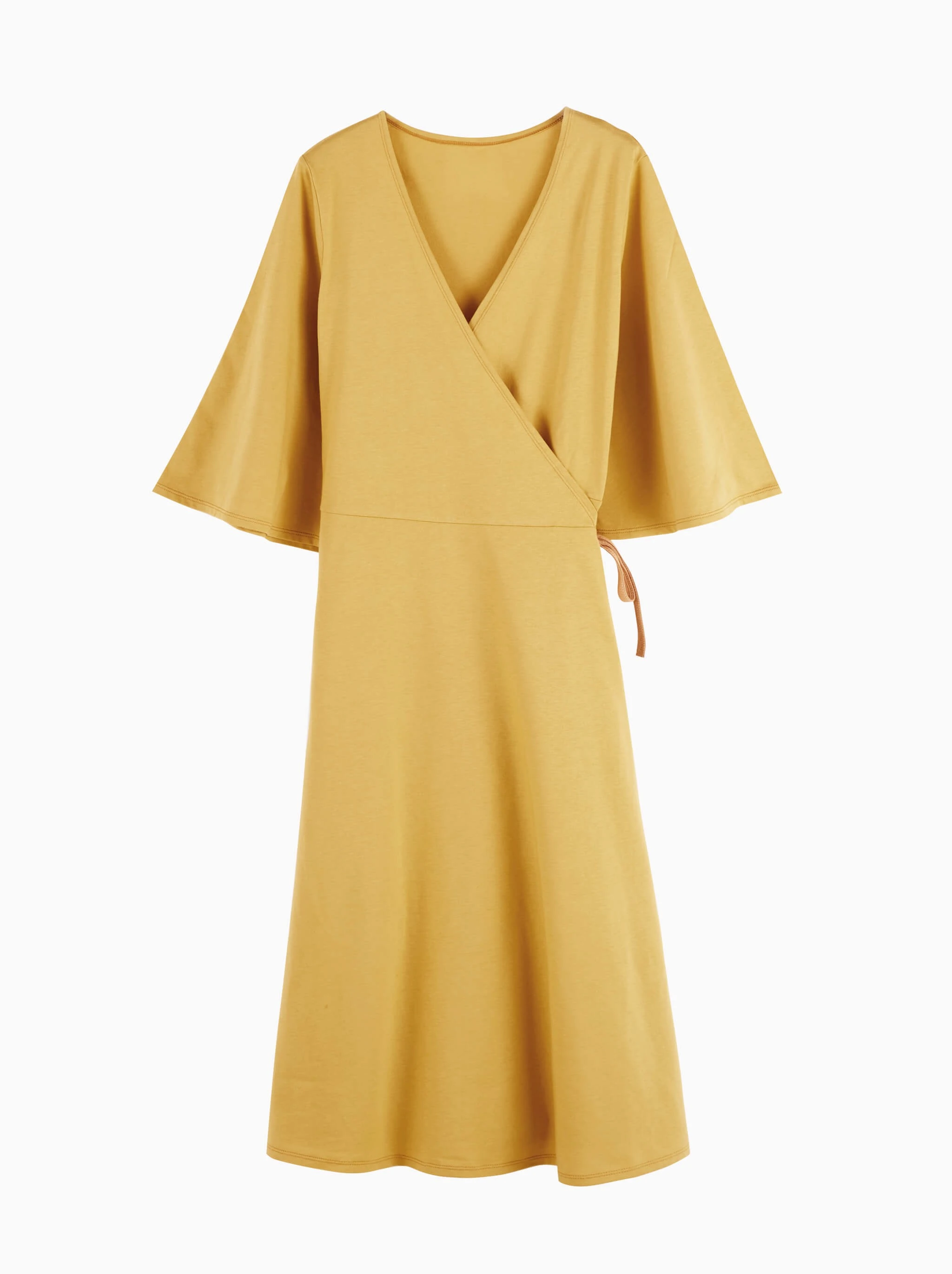 maternity crossover dress · mustard