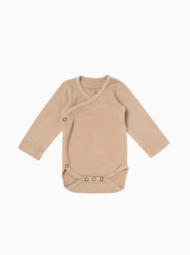 truecotton naturally-dyed baby crossover bodysuit · tan