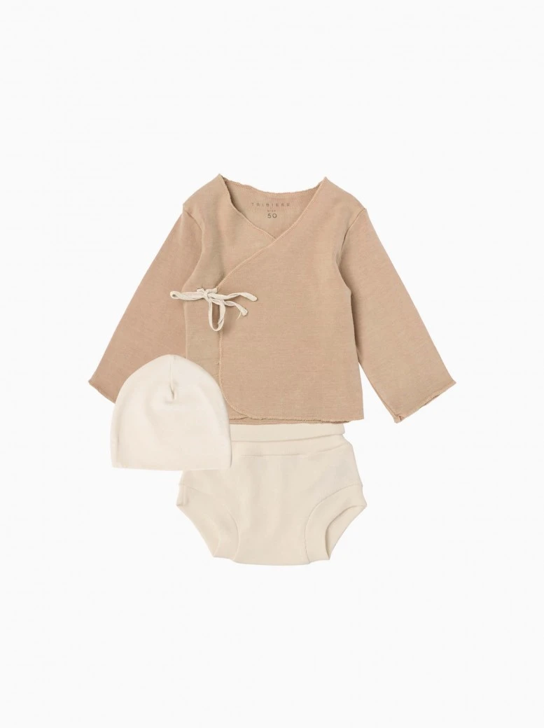 truecotton newborn bloomer outfit · tan tone, undyed
