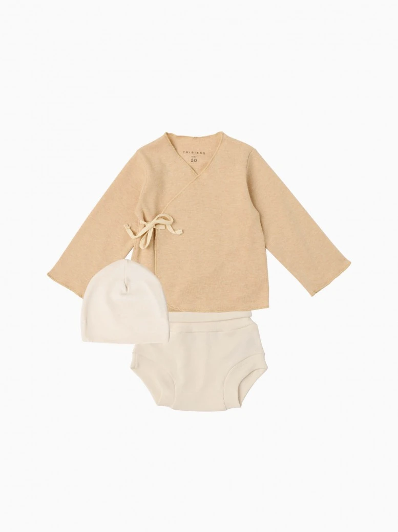 truecotton newborn bloomer outfit · brown ochre, undyed