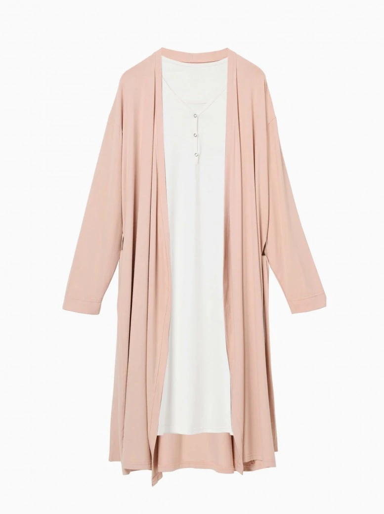 coolbamboo cardigan robe mum set · blush, undyed