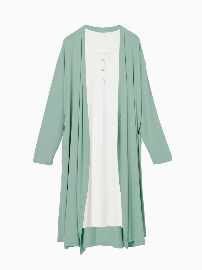 coolbamboo cardigan robe mum set · mint, off-white